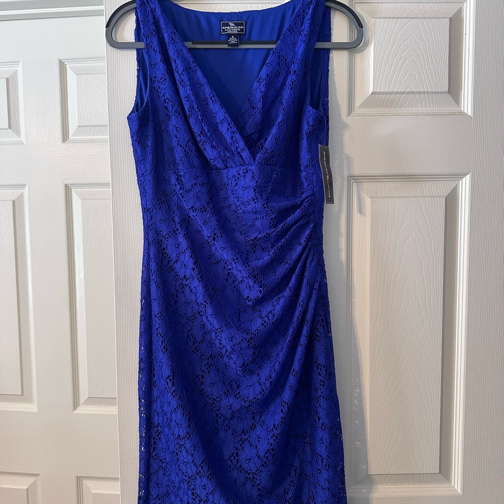 American Living Royal Blue Lace Midi Dress
